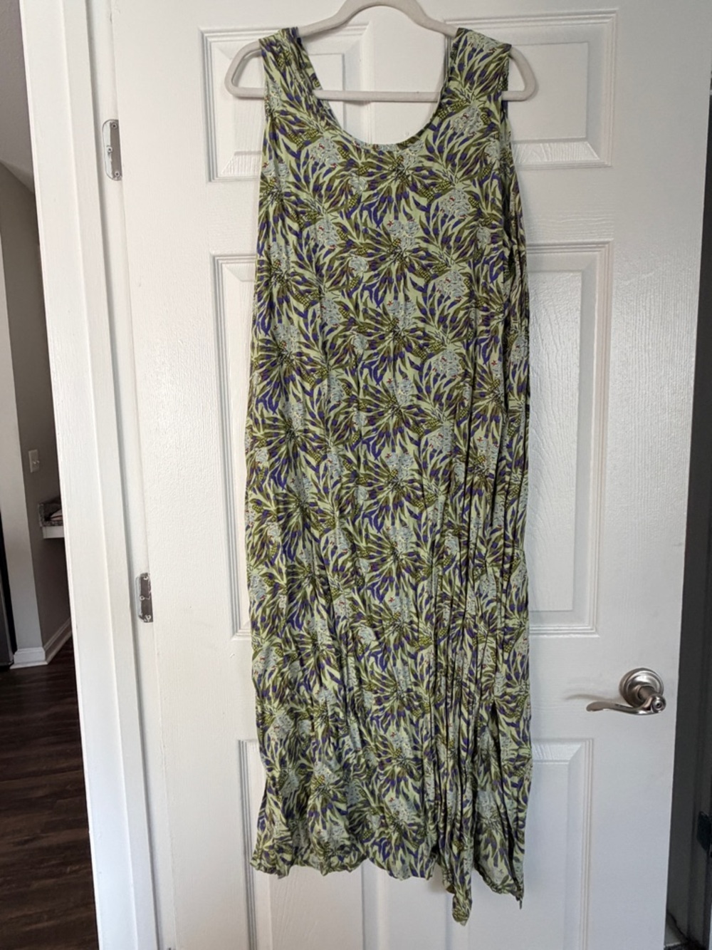 Flax Green and Purple Floral Maxi Dress - Picture 3 of 4